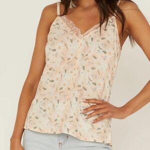 Idyllwind Miranda Lambert Lace Trim Daisy Print Cami Tank Top M